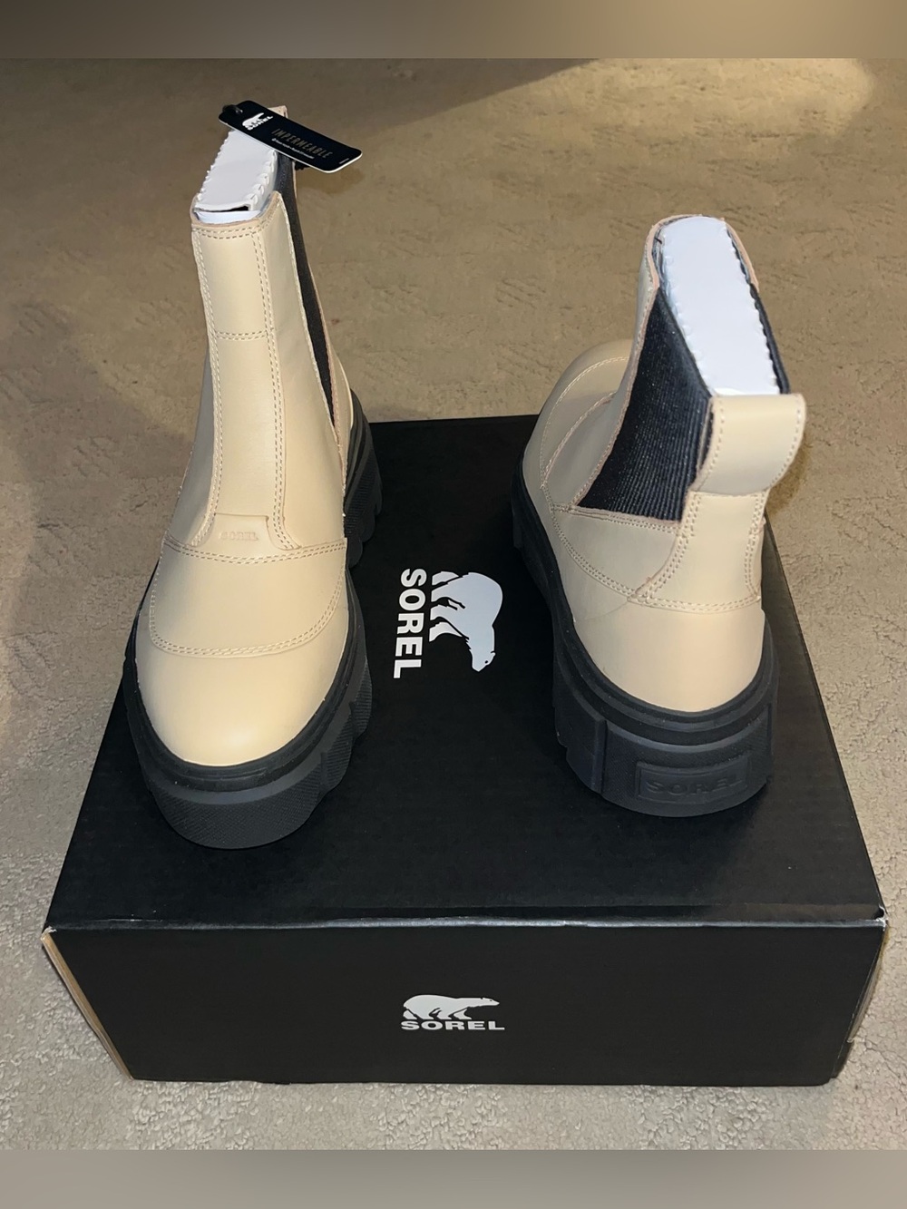 Sorel Caribou X Waterproof Platform Chelsea Boot Canoe Tan & Black Women’s 10 - Picture 5 of 8
